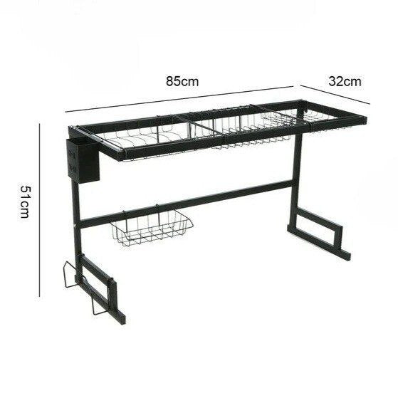 ESTANTE ORGANIZADOR Y ESCURRIDOR DE COCINA, SOBRE EL FREGADERO, ESTANTE DESMONTABLE DE SECADO DE PLATOS DE ACERO INOXIDABLE, FACIL DRENAJE GRAN CAPACIDAD HOME IMPLEMENTS KITCHEN 51X32X85CM
