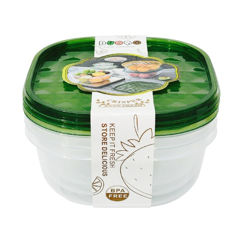 SET DE RECIPIENTES PANAS PARA ALIMENTOS DE PLASTICO 3PCS DUOAO 17X17X8CM