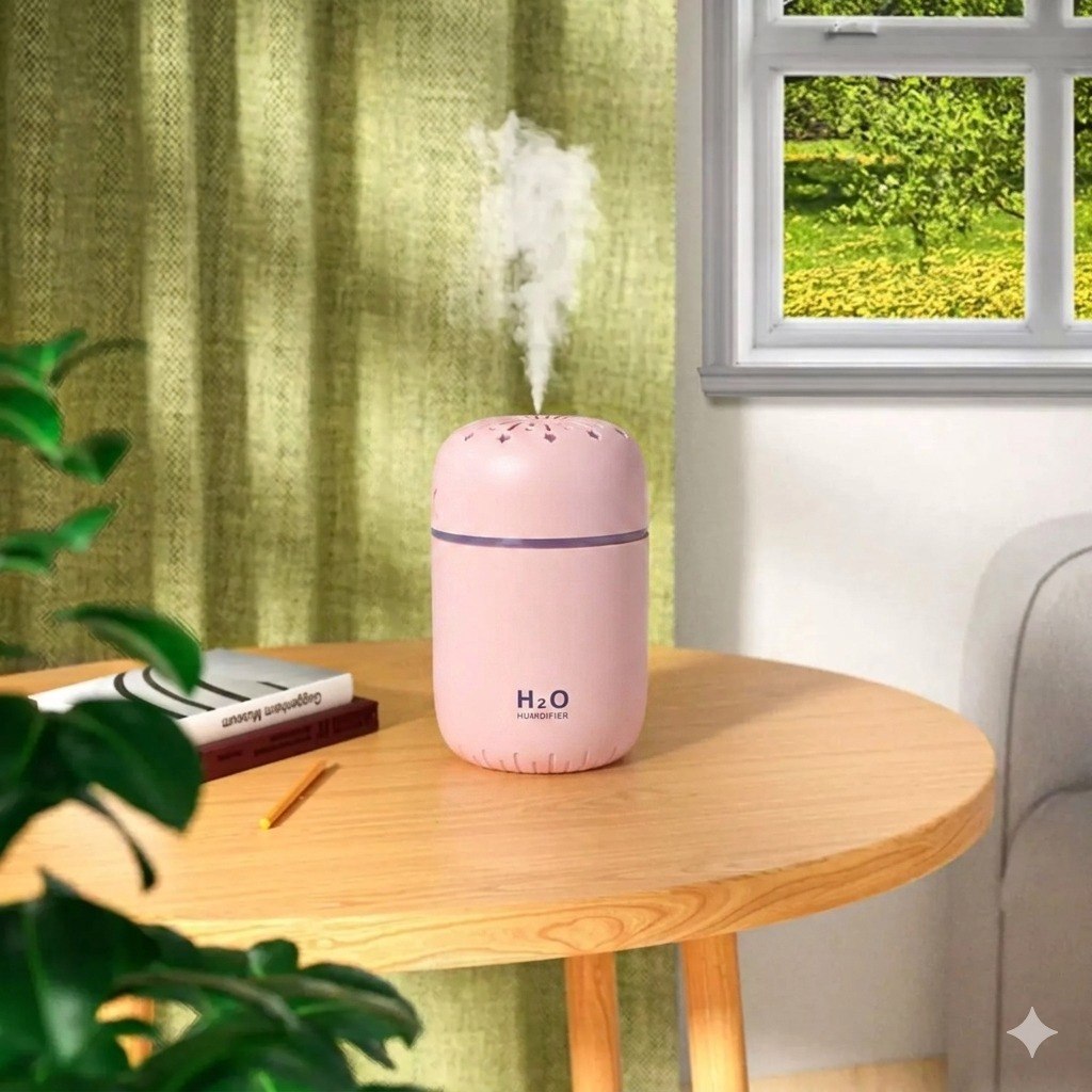 HUMIFICADOR DE AIRE PERSONAL MULTIFUNCIONAL CON LUZ NOCTURNA 300ML