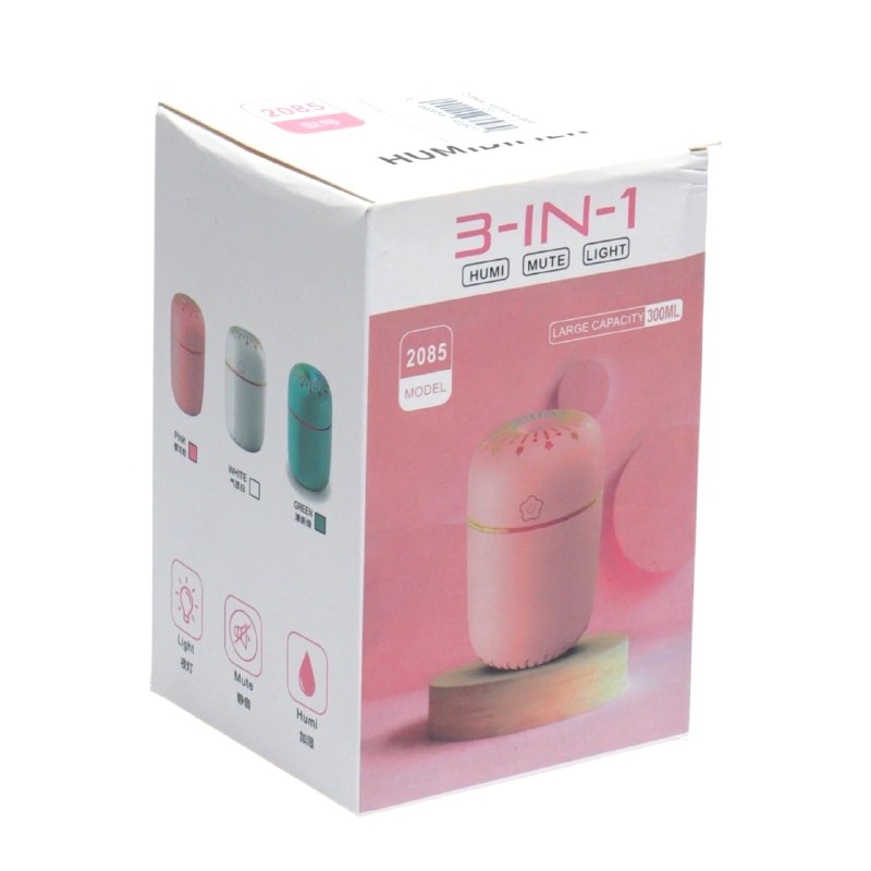 HUMIFICADOR DE AIRE PERSONAL MULTIFUNCIONAL CON LUZ NOCTURNA 300ML