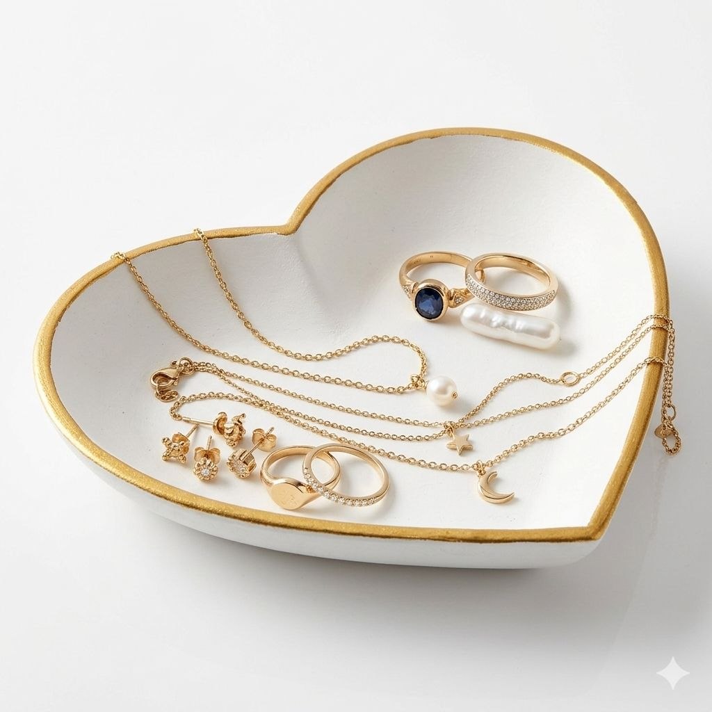 RECIPIENTE MULTIUSO DECORATIVO EN FORMA DE CORAZON 22X21CM