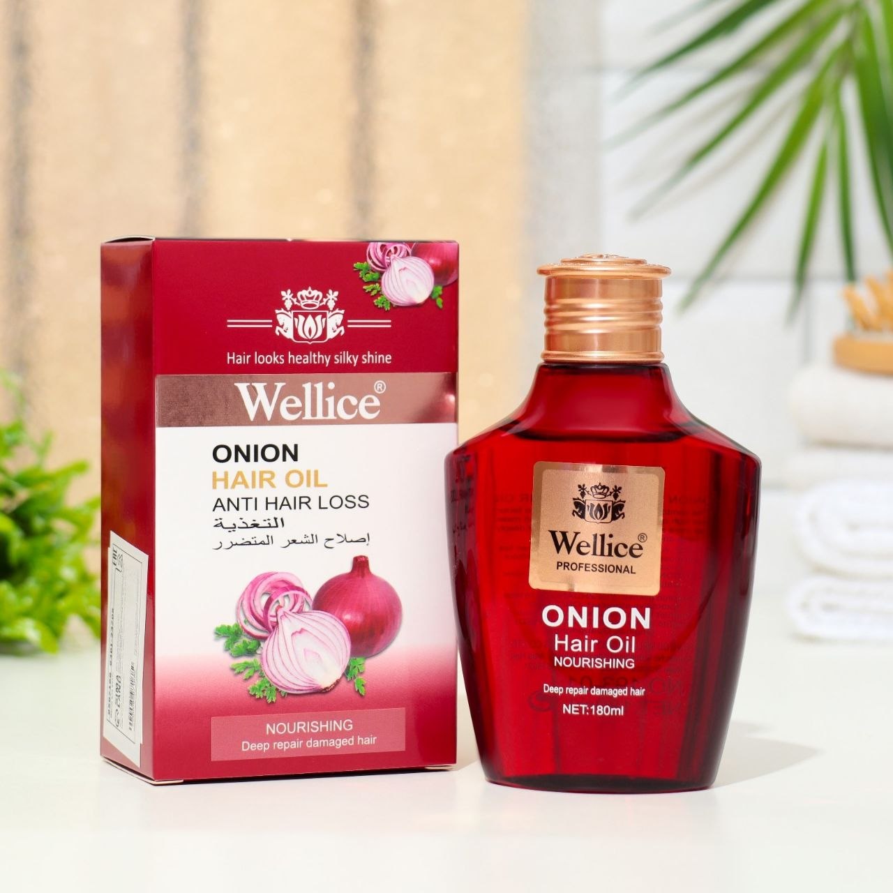 ACEITE PARA EL CABELLO ANTICAIDA CON EXTRACTO DE CEBOLLA WELLICE 180ML