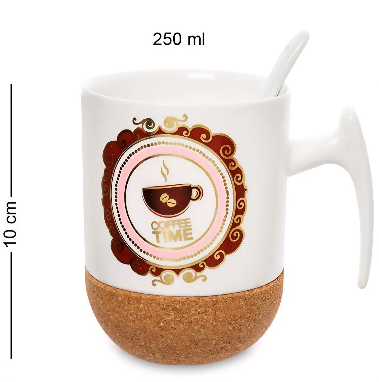 SET DE TAZAS CON BASE DE CORCHO Y CUCHARAS 4PCS HOME & SWEET