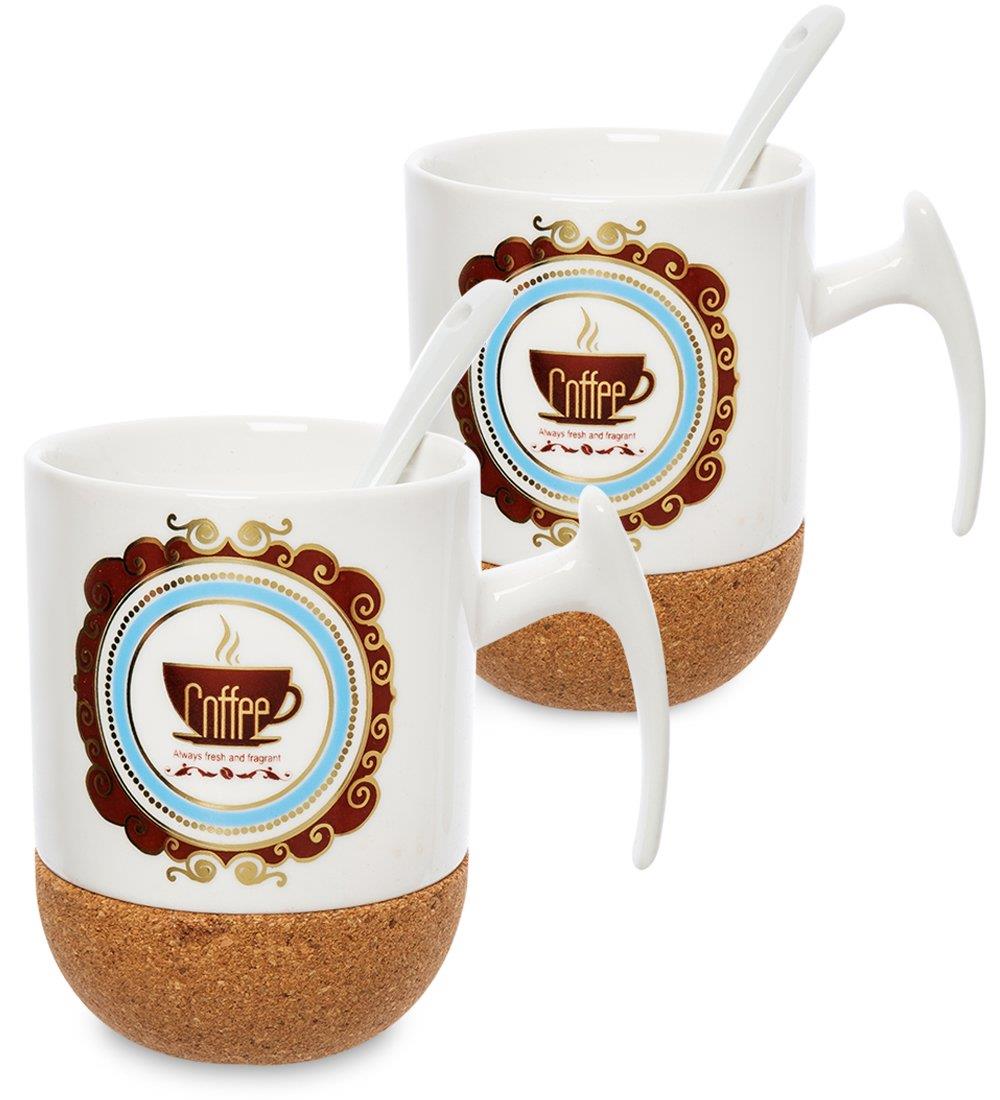 SET DE TAZAS CON BASE DE CORCHO Y CUCHARAS 4PCS HOME & SWEET