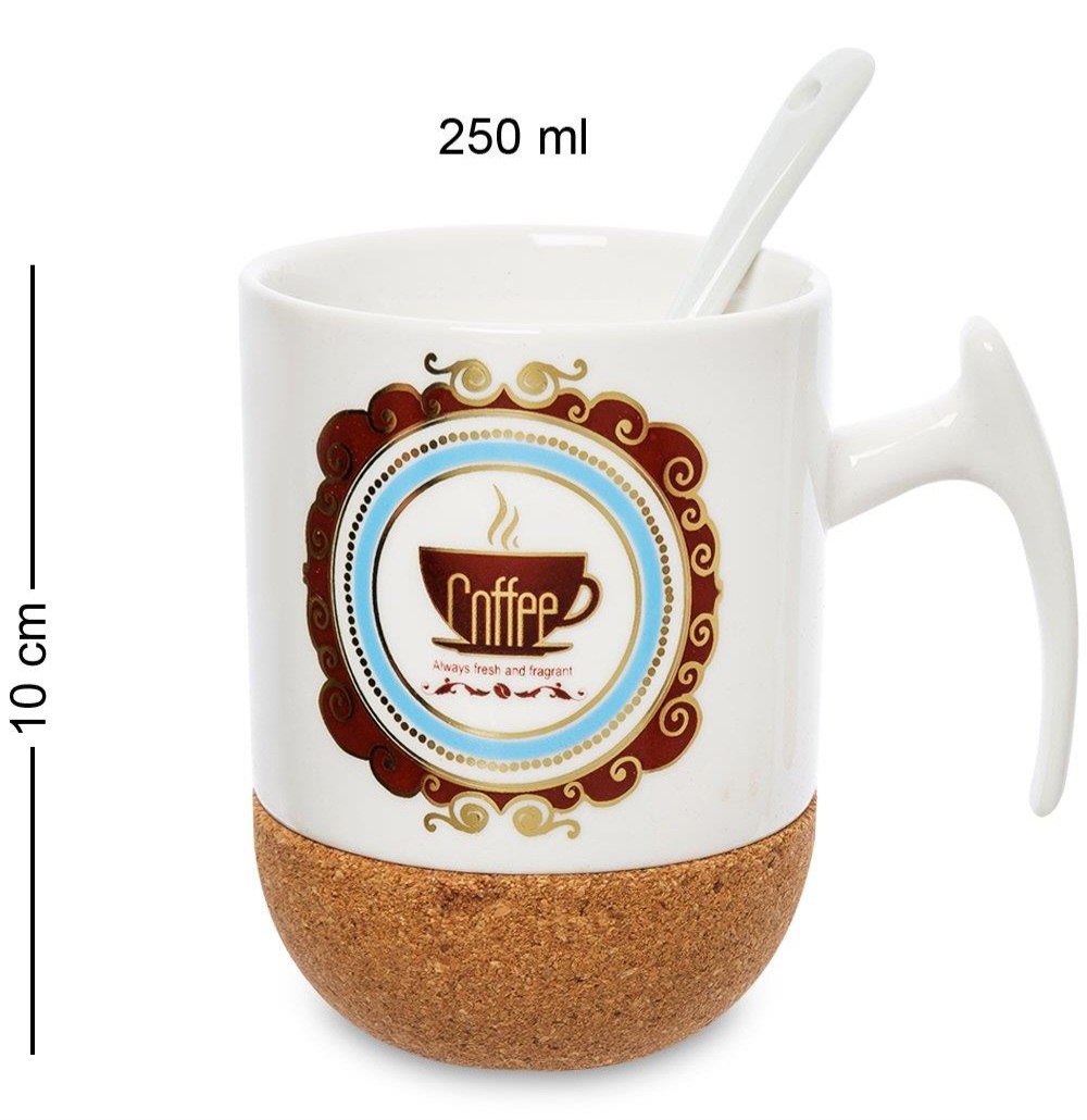 SET DE TAZAS CON BASE DE CORCHO Y CUCHARAS 4PCS HOME & SWEET
