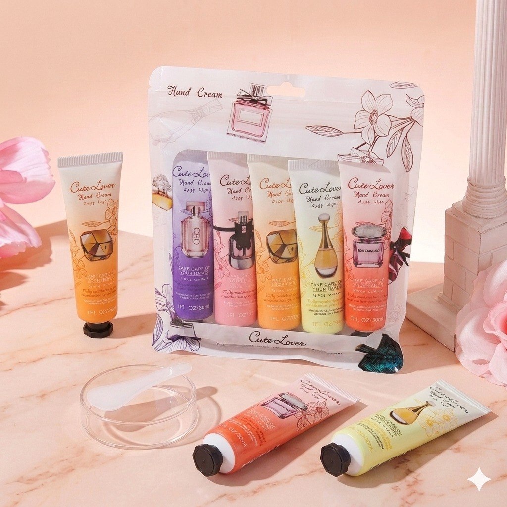 SET DE CREMAS PARA MANOS CON AROMAS DE PERFUMERIA DE DISEÑADOR 5PCS CUTE LOVER
