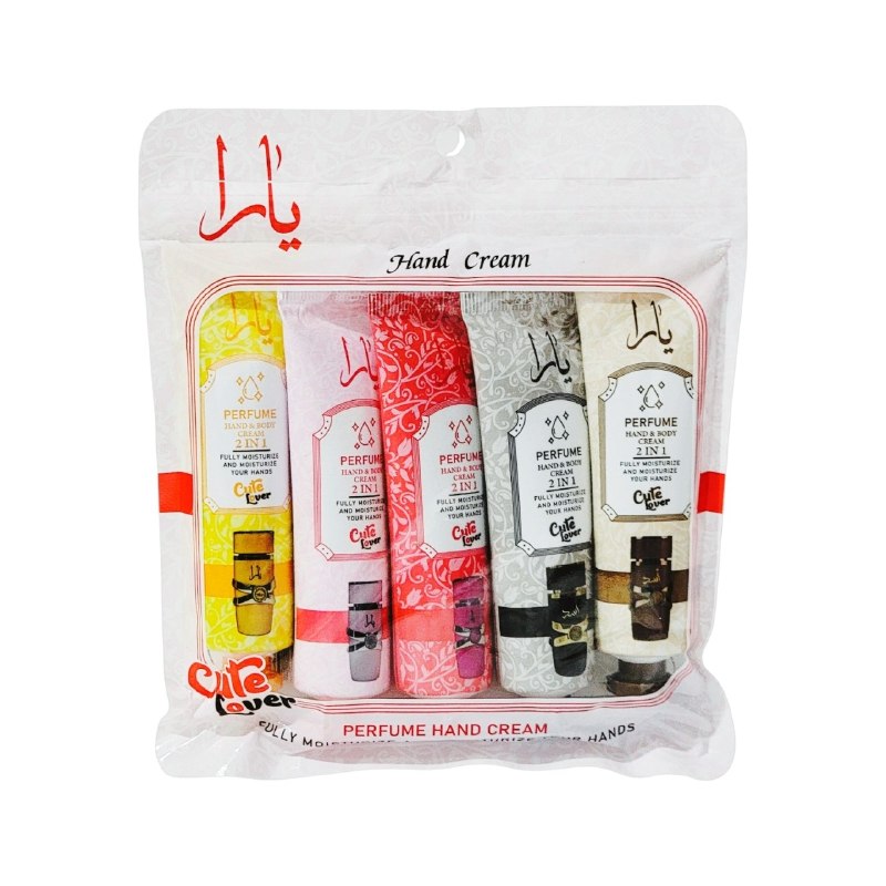 SET DE CREMAS PARA MANOS CON AROMAS DE PERFUMERIA ARABE 5PCS CUTE LOVER (AROMA SIMILAR A LATTAFA YARA)