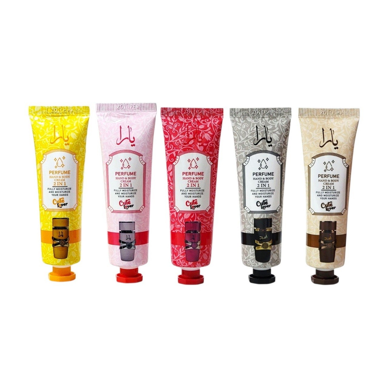 SET DE CREMAS PARA MANOS CON AROMAS DE PERFUMERIA ARABE 5PCS CUTE LOVER (AROMA SIMILAR A LATTAFA YARA)