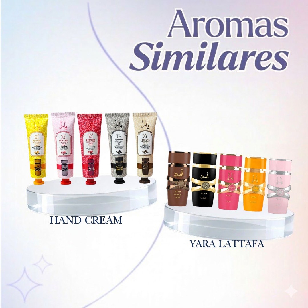 SET DE CREMAS PARA MANOS CON AROMAS DE PERFUMERIA ARABE 5PCS CUTE LOVER (AROMA SIMILAR A LATTAFA YARA)