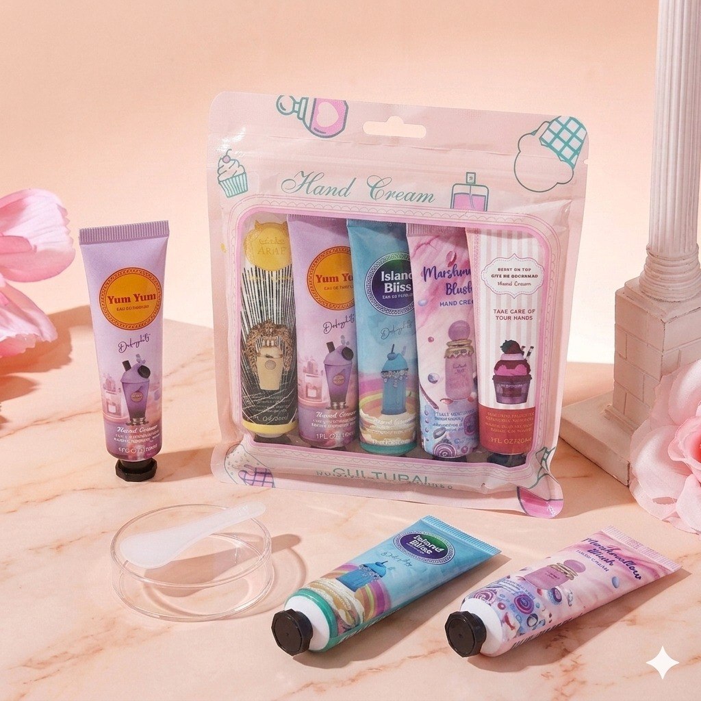 SET DE CREMAS PARA MANOS CON AROMAS DE PERFUMERIA ARABE 5PCS