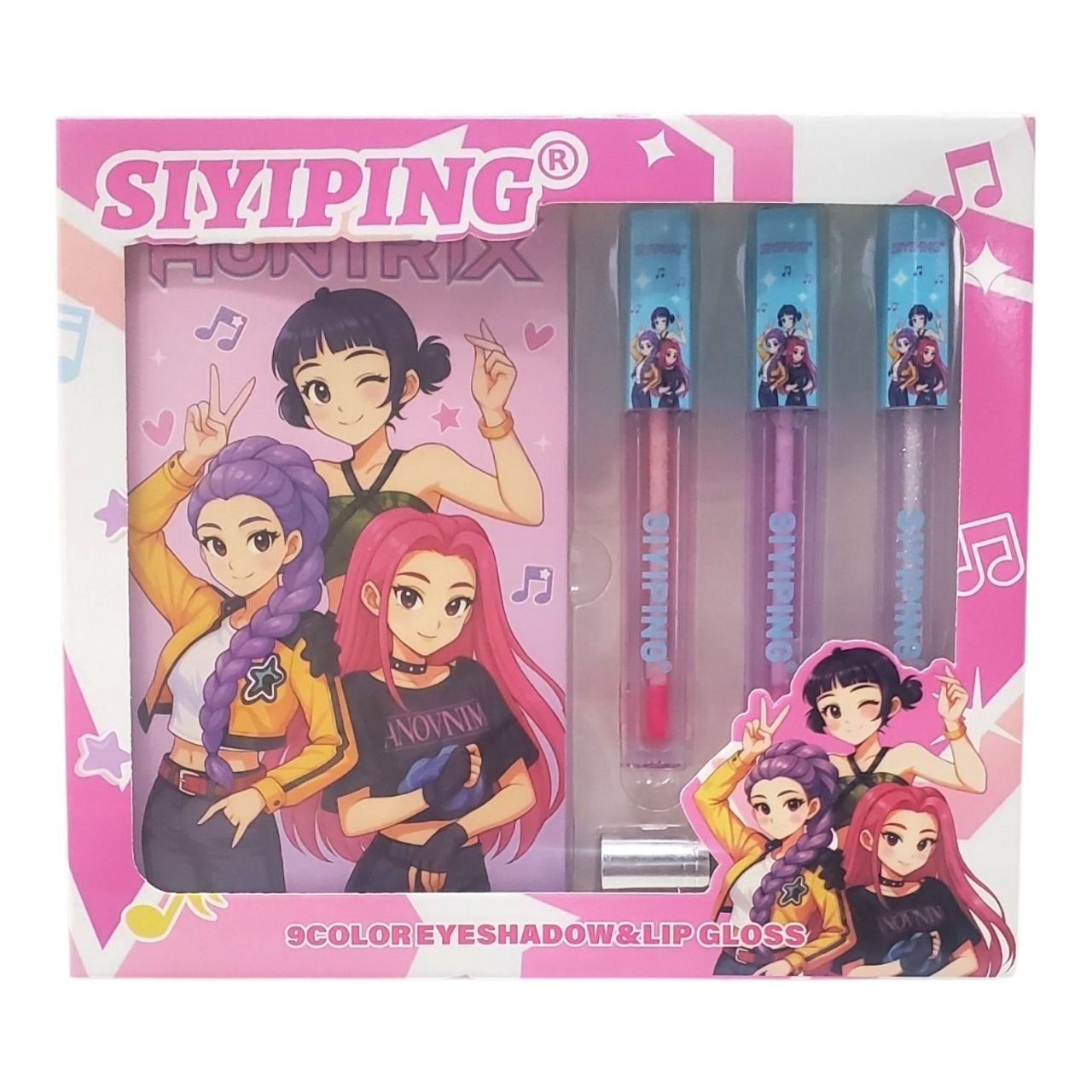 KIT DE MAQUILLAJE CON PALETA LABIALES Y MINI PERFUME DE HUNTRIX LAS GUERRERAS KPOP SIYIPING