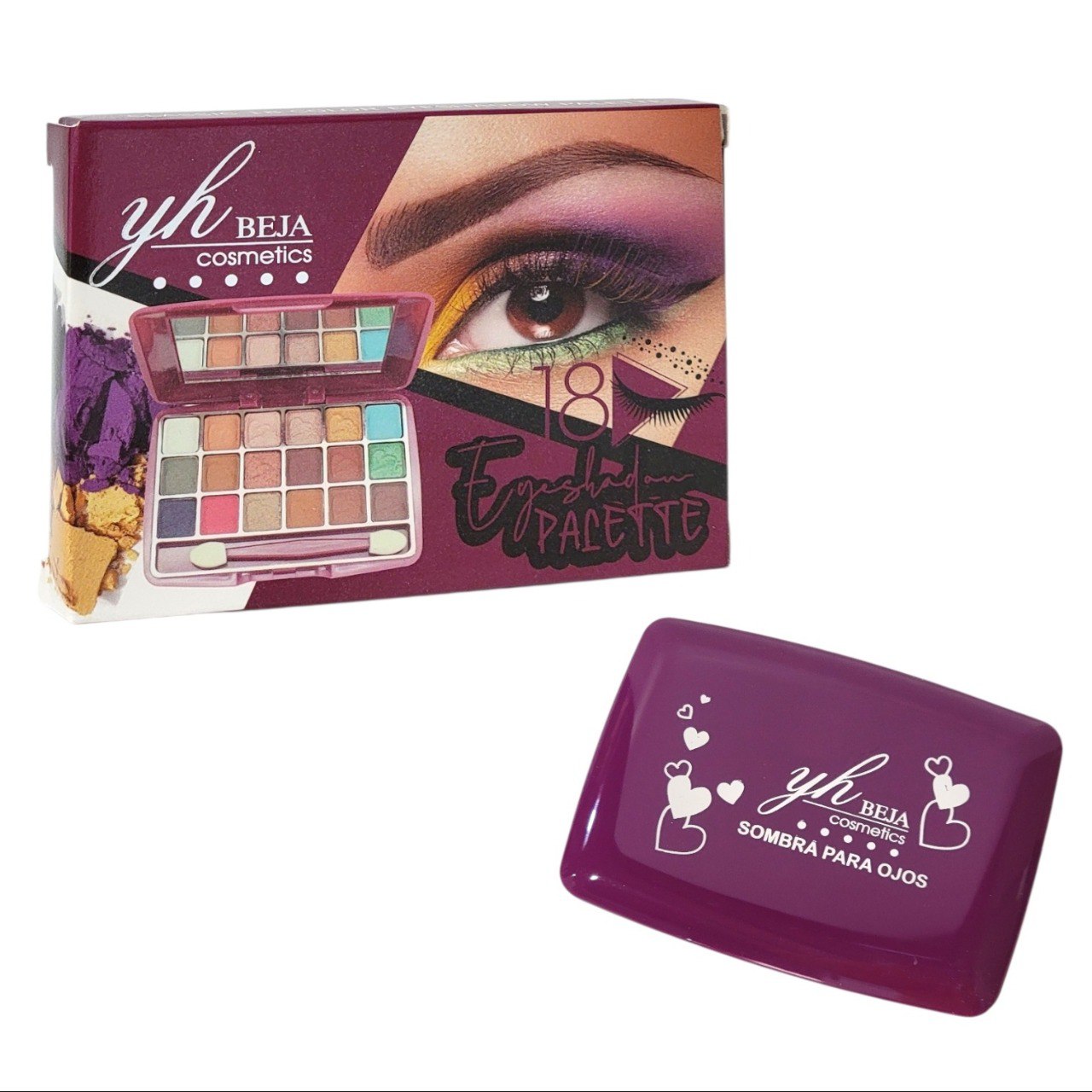 PALETA DE SOMBRAS DE OJOS CON EFECTO MATE 10 PALETAS DE 18 TONOS YH BEJA COSMETICS  6X10X14CM