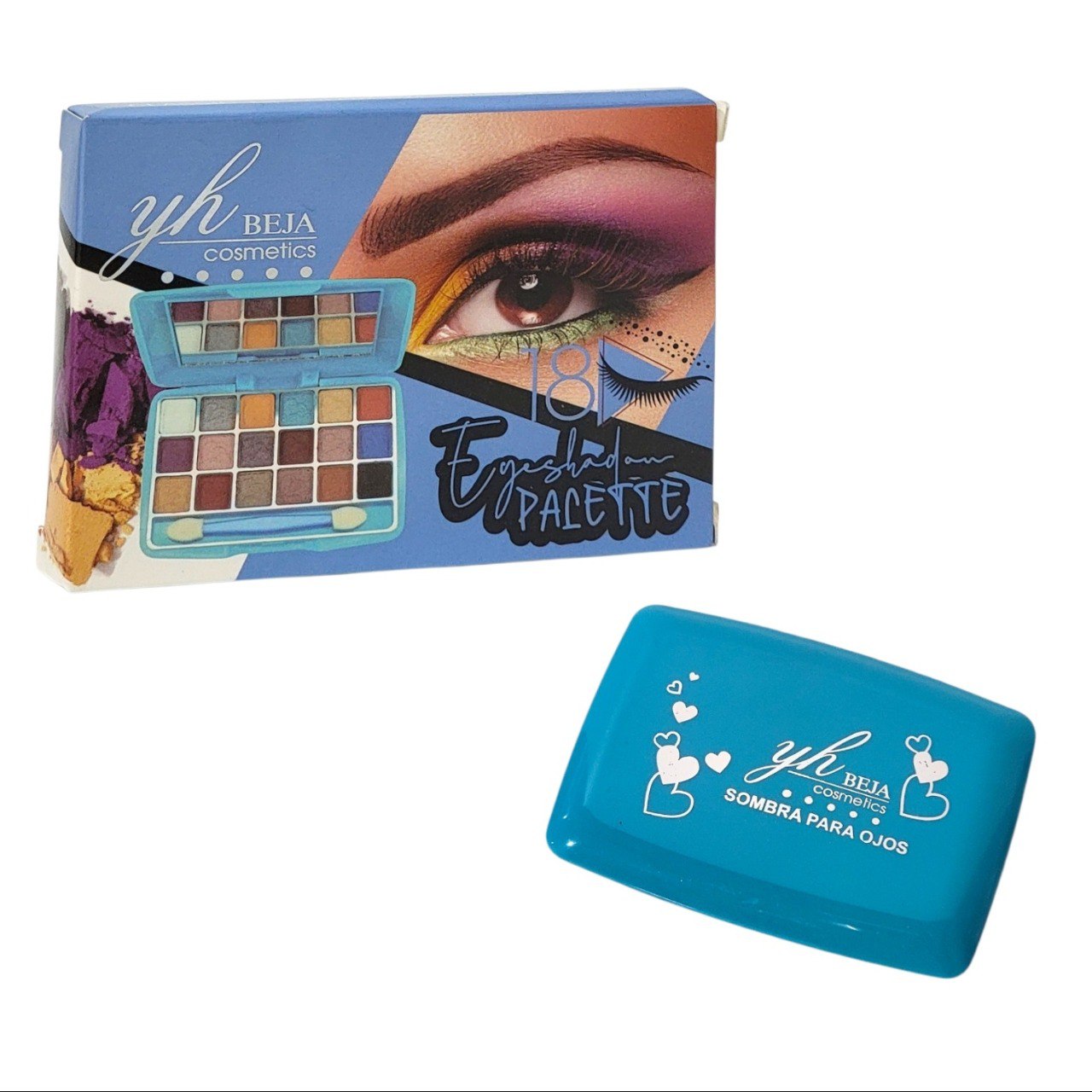 PALETA DE SOMBRAS DE OJOS CON EFECTO MATE 10 PALETAS DE 18 TONOS YH BEJA COSMETICS  6X10X14CM
