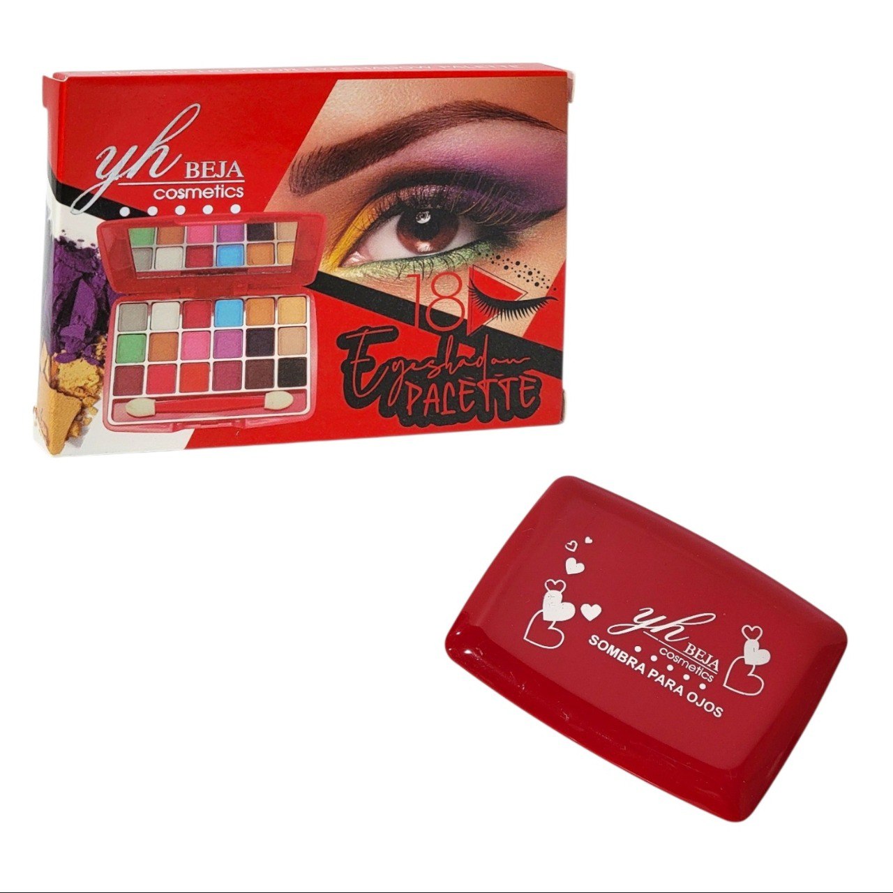 PALETA DE SOMBRAS DE OJOS CON EFECTO MATE 10 PALETAS DE 18 TONOS YH BEJA COSMETICS  6X10X14CM