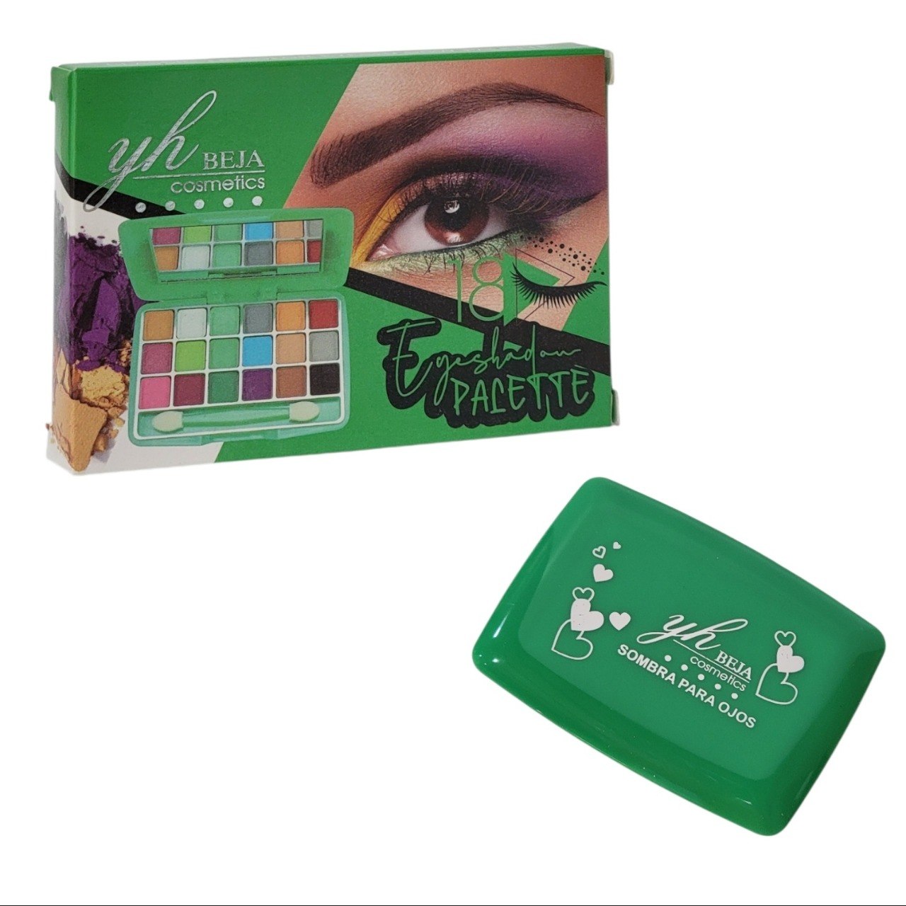 PALETA DE SOMBRAS DE OJOS CON EFECTO MATE 10 PALETAS DE 18 TONOS YH BEJA COSMETICS  6X10X14CM