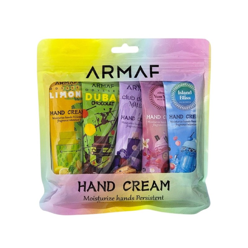 SET DE CREMAS PARA MANOS CON AROMAS DE PERFUMERIA ARABE 5PCS (AROMAS SIMILARES A ARMAF)