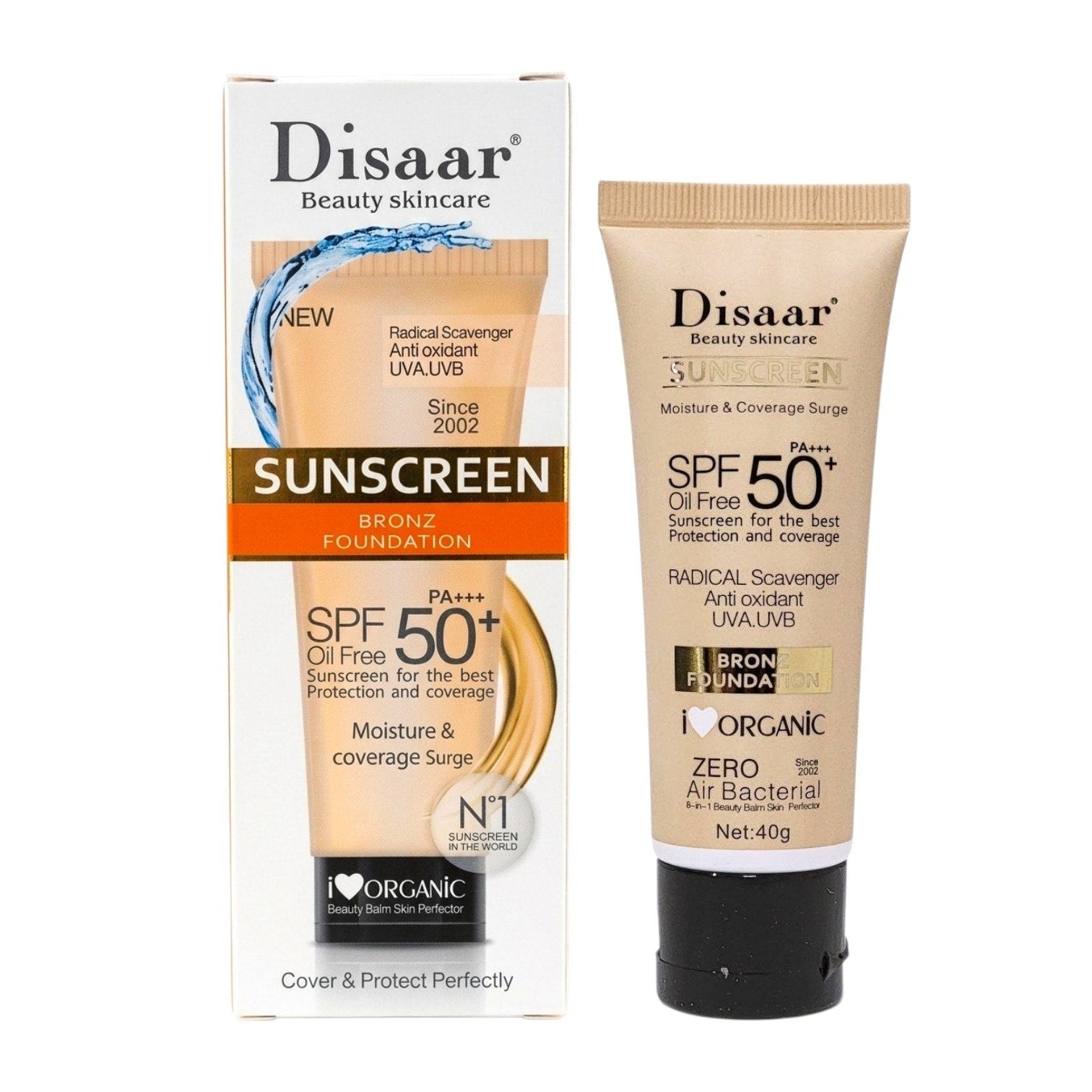 PROTECTOR SOLAR EN CREMA CON COLOR Y TRATAMIENTO ANTIEDAD SPF 50 DISAAR 40G