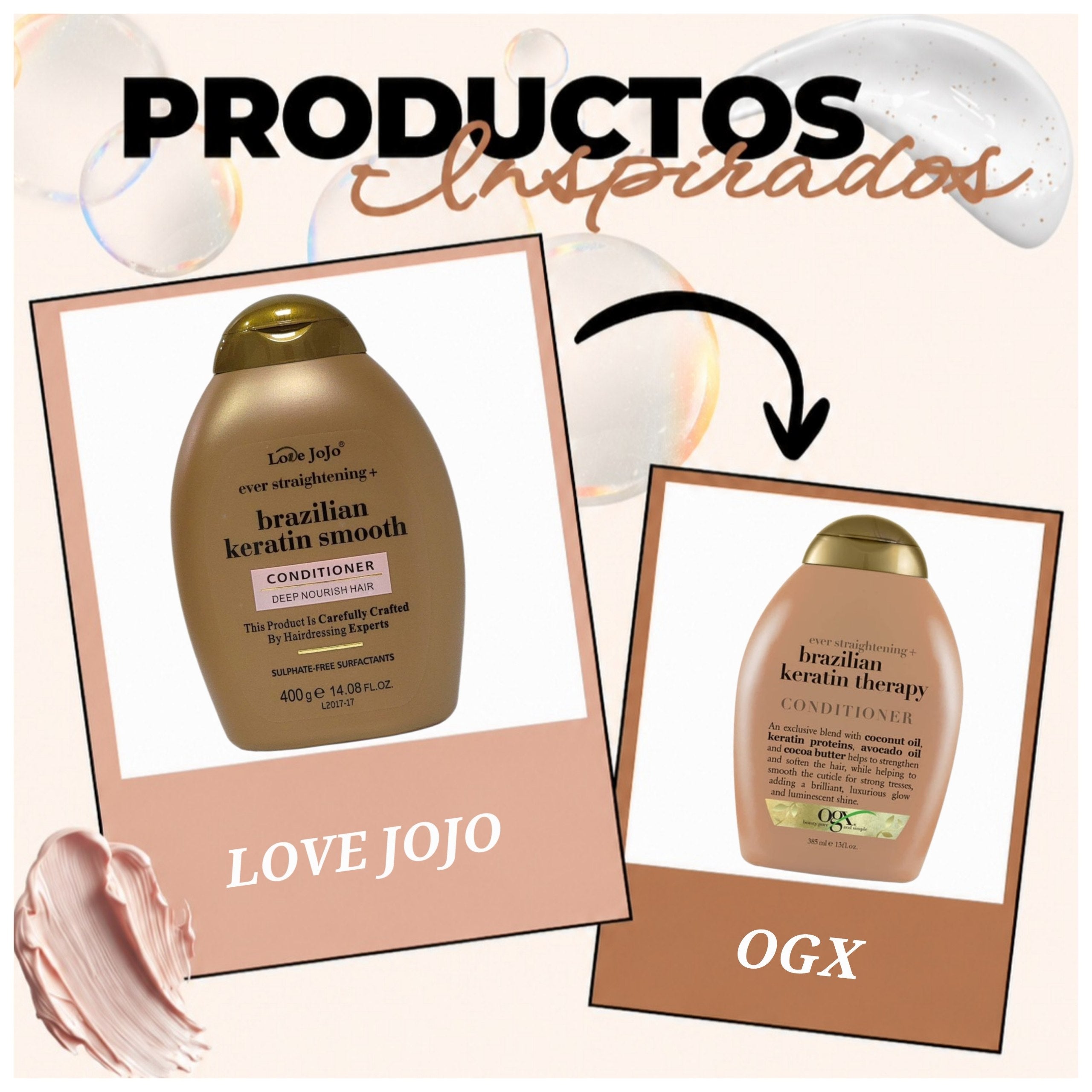 ACONDICIONADOR CON ESENCIA DE QUERATINA BRASILEÑA Y EXTRACTOS DE PLANTAS LOVE JOJO 400G