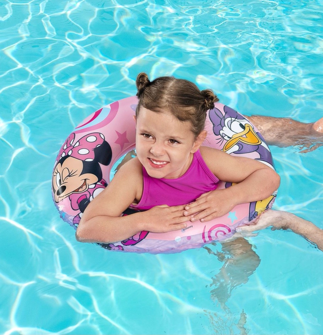 FLOTADOR INFLABLE TIPO SALVAVIDAS DE PLASTICO INFANTIL DE MINNIE Y DAISY DISNEY BESTWAY 56CM