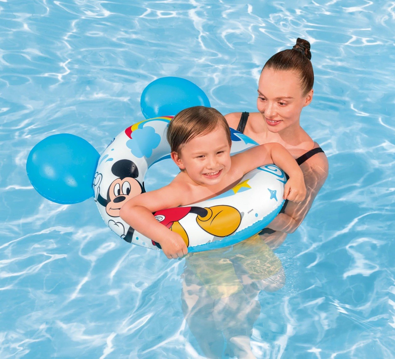 FLOTADOR INFLABLE TIPO SALVAVIDAS DE PLASTICO DE MICKEY MOUSE DISNEY BESTWAY 74X76CM