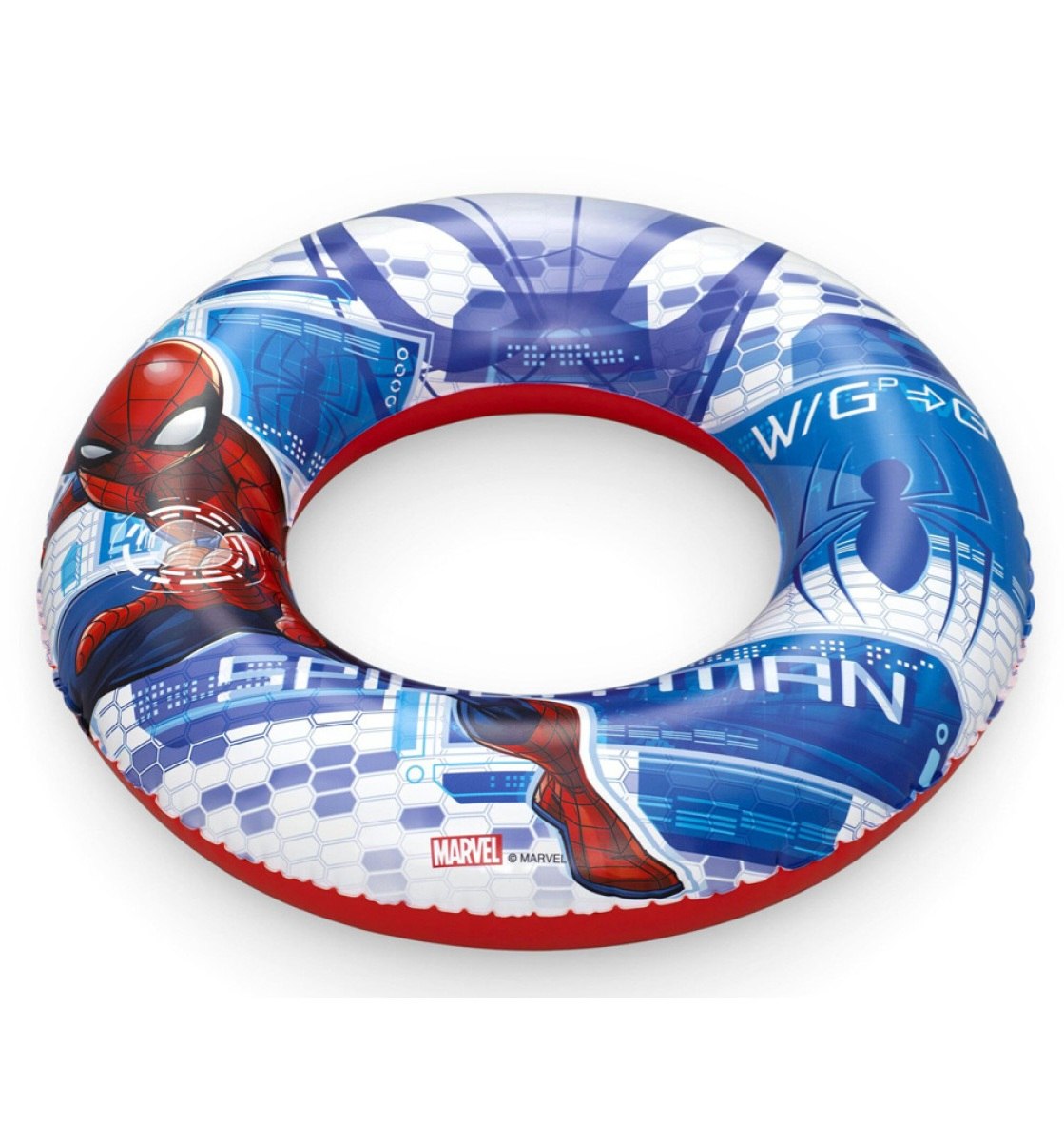 FLOTADOR INFLABLE TIPO SALVAVIDAS DE PLASTICO INFANTIL DE SPIDERMAN MARVEL BESTWAY 56CM