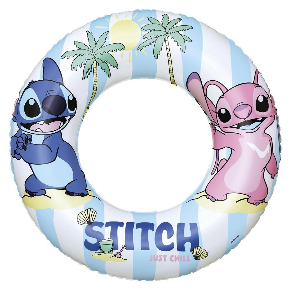 FLOTADOR INFLABLE TIPO SALVAVIDAS DE PLASTICO INFANTIL DE STITCH DISNEY BESTWAY 56CM