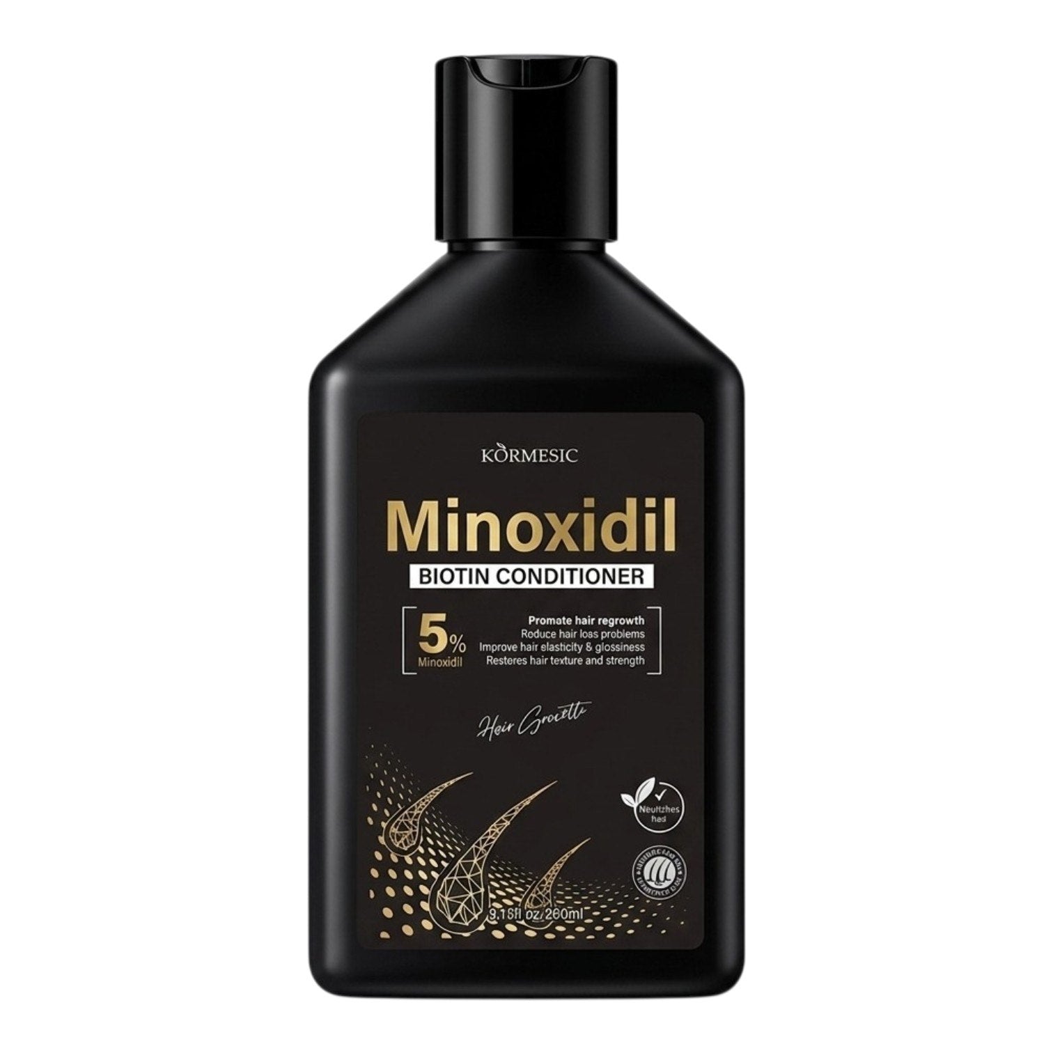 ACONDICIONADOR ANTICAIDA Y RECONSTRUCTOR CON MINOXIDIL 5% Y BIOTINA KORMESIC 260ML