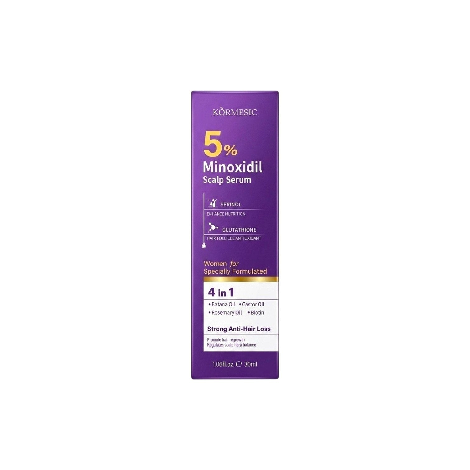 SUERO PARA EL CABELLO ANTICAIDA CON 5% MINOXIDIL KORMESIC 30ML