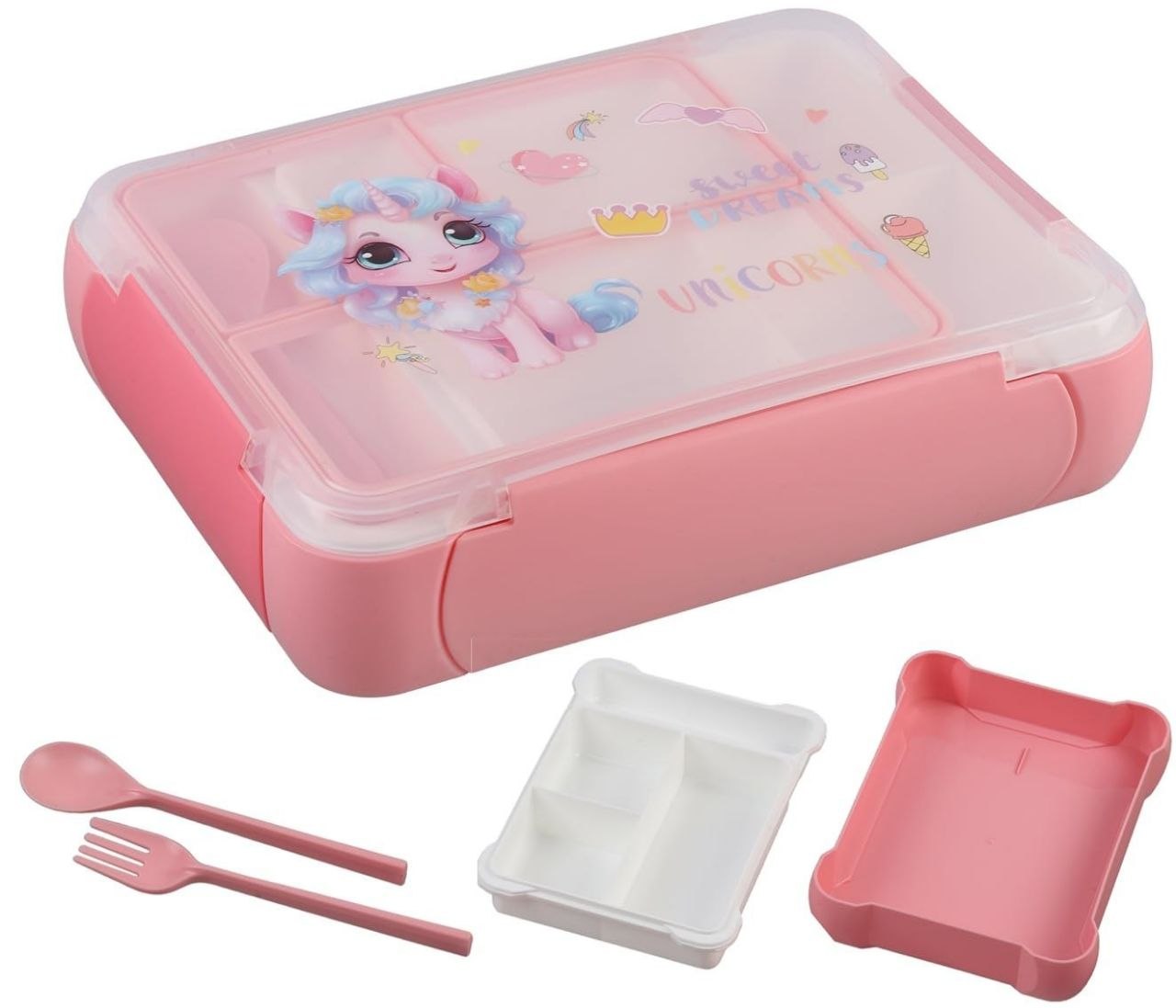 RECIPIENTE PANA PARA ALIMENTOS INFANTIL CON SET DE CUBIERTOS 22X17X5CM