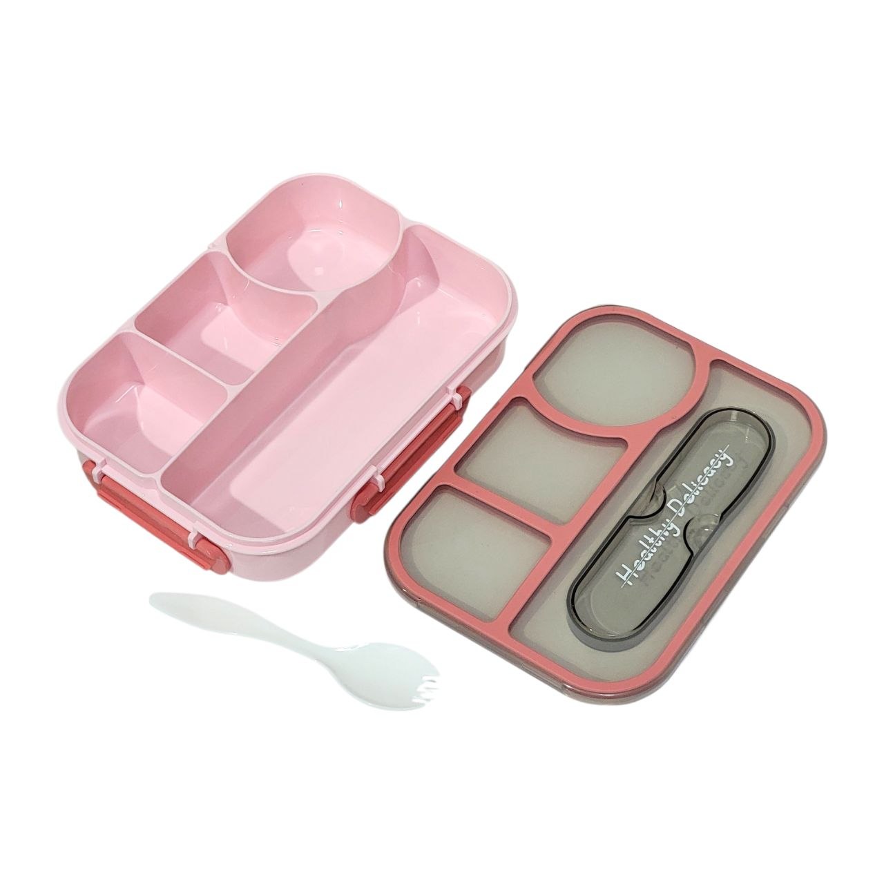 RECIPIENTE PANA PARA ALIMENTOS TIPO BENTO DE 4 DIVISIONES CON CUBIERTO 23X17X5CM