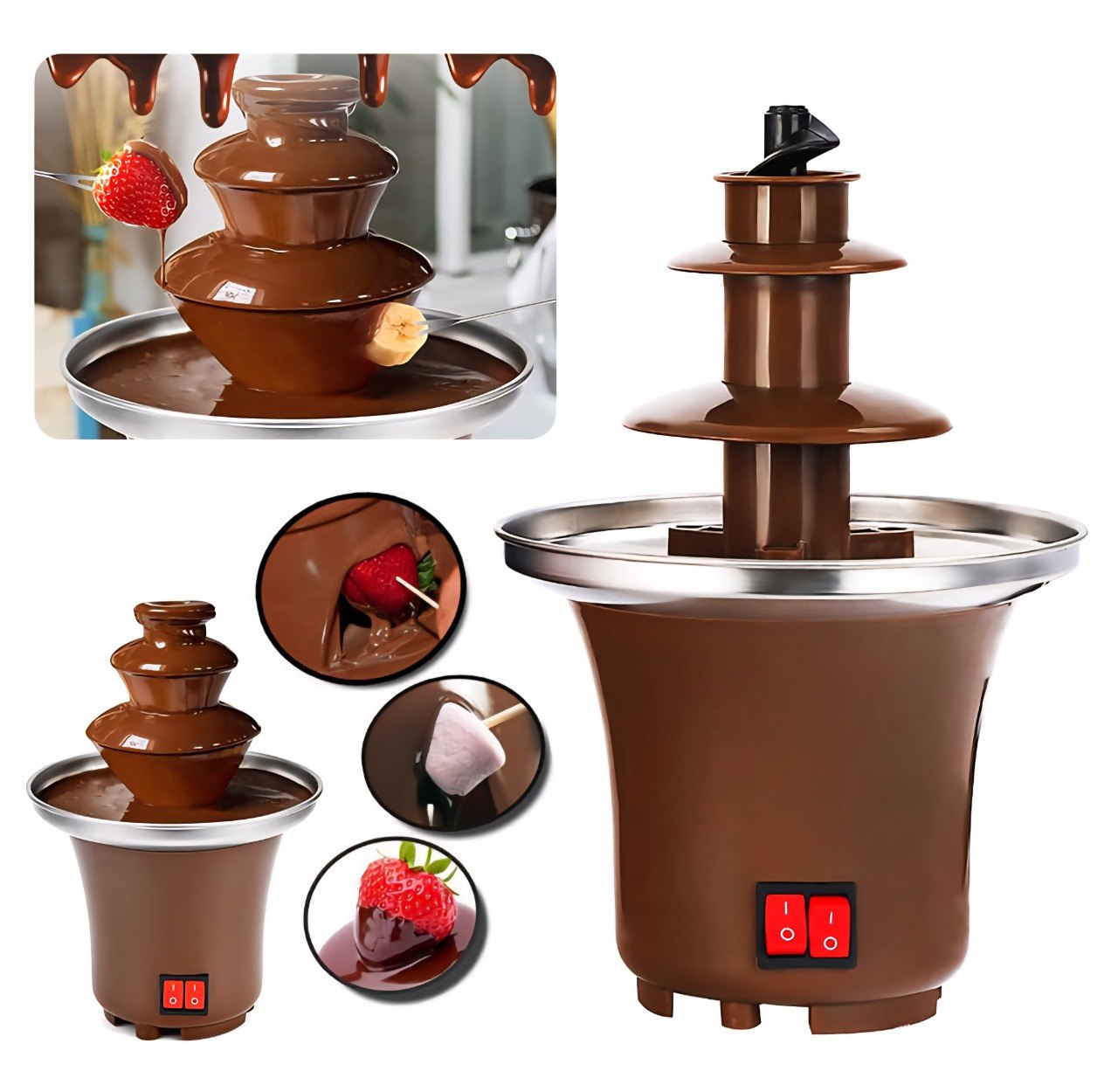 FUENTE DE CHOCOLATE ELECTRICA DE ACERO INOXIDABLE 21X14CM