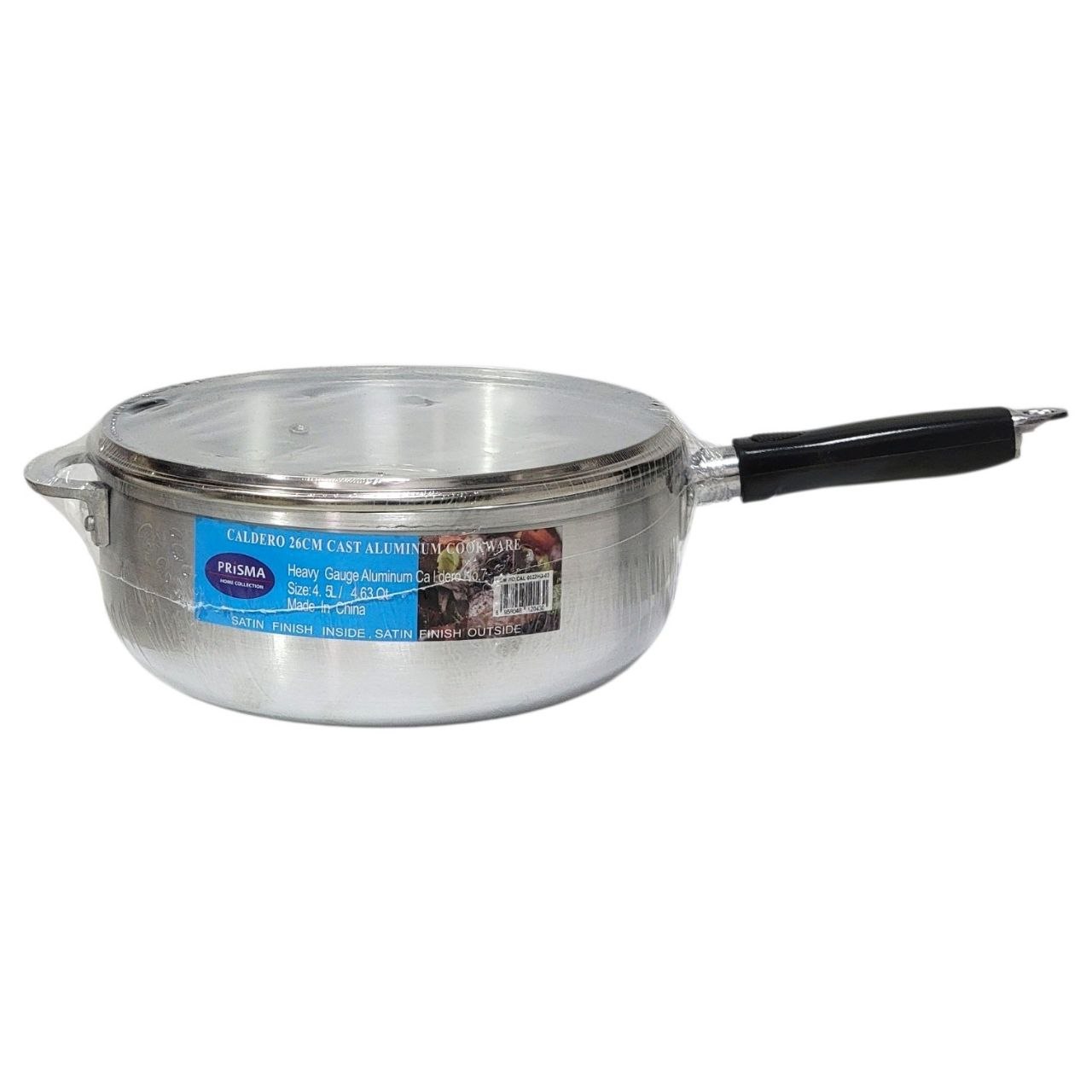 OLLA TRADICIONAL DE ALUMINIO FUNDIDO CON TAPA DE VIDRIO PRISMA 26CM