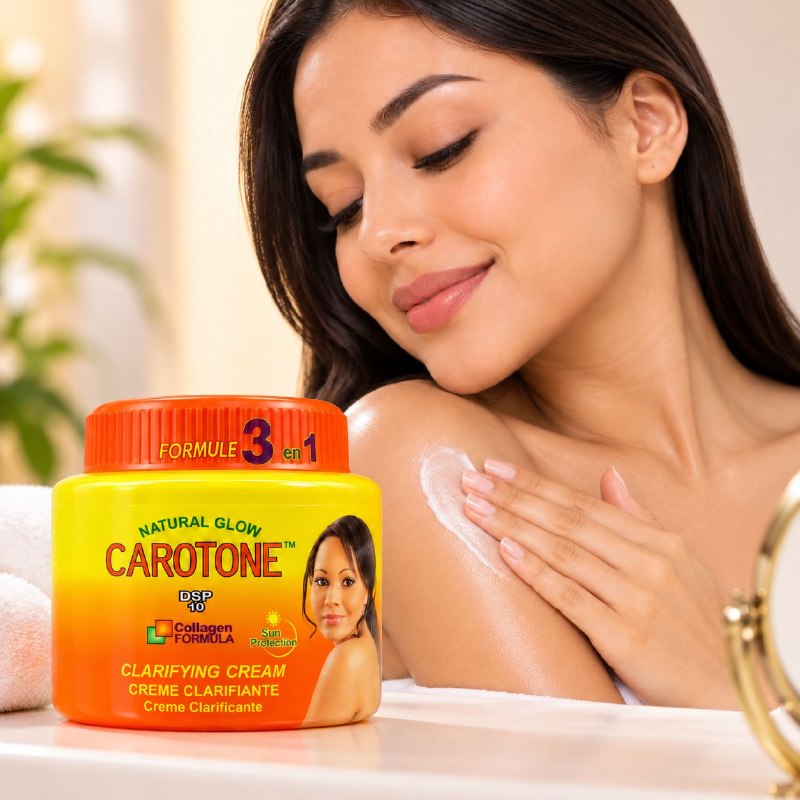 CREMA FACIAL ACLARANTE, ILUMINADORA Y CON PROTECCION SOLAR DE CAROTENO Y COLAGENO CAROTONE 300ML