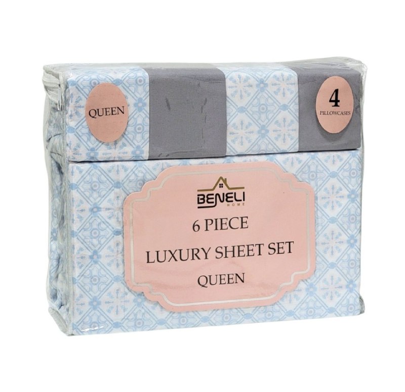 JUEGO DE SABANAS DE LUJO TAMAÑO QUEEN DE 6PCS BENELI HOME