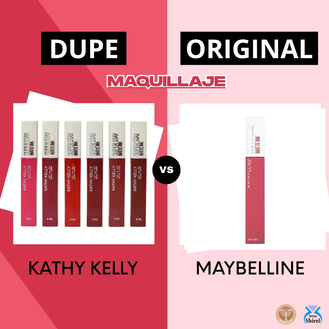 LIPSTICK LIQUIDO MATE RESISTENTE AL AGUA 24H KATHY KELLY 6ML (DUPE DE MAYBELLINE)
