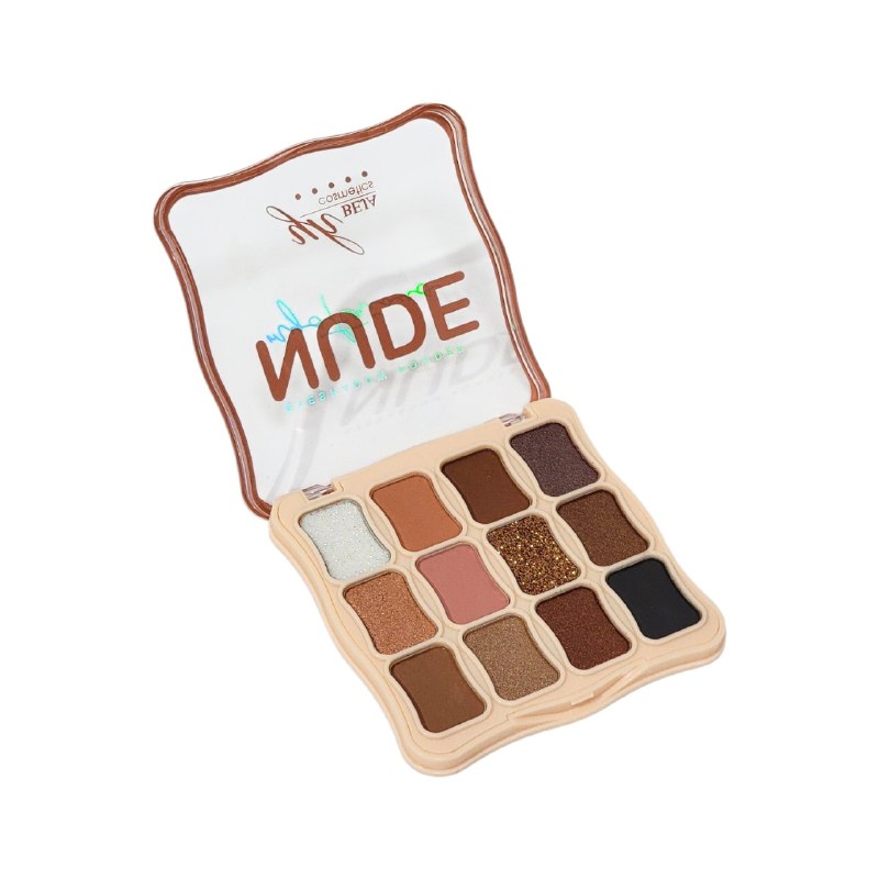 PALETA DE SOMBRAS DE OJOS NEUTRA 12 TONOS NUDE YH BEJA COSMETICS 12G