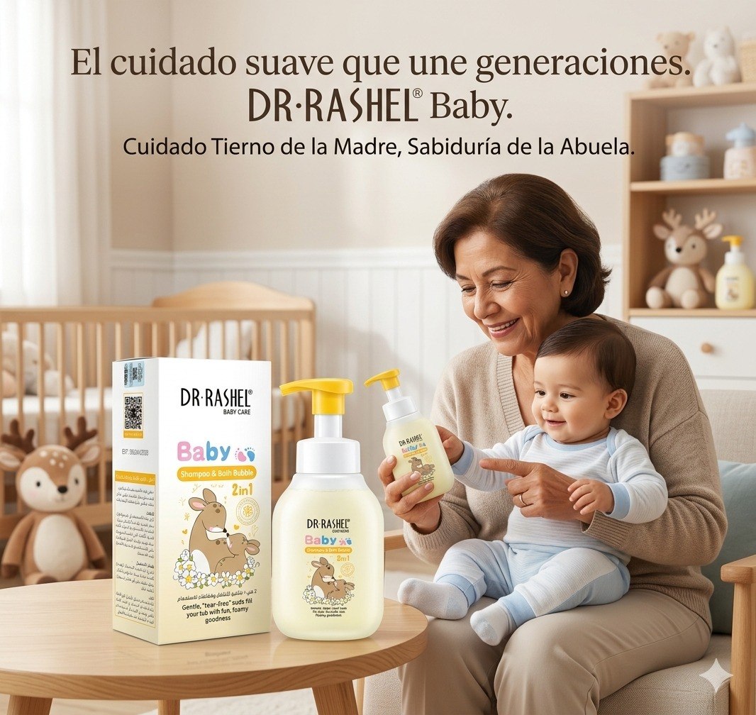 SHAMPOO 2 EN 1 PARA BEBES CON FORMULA SUAVE HIPOALERGENICA DR RASHEL 350ML