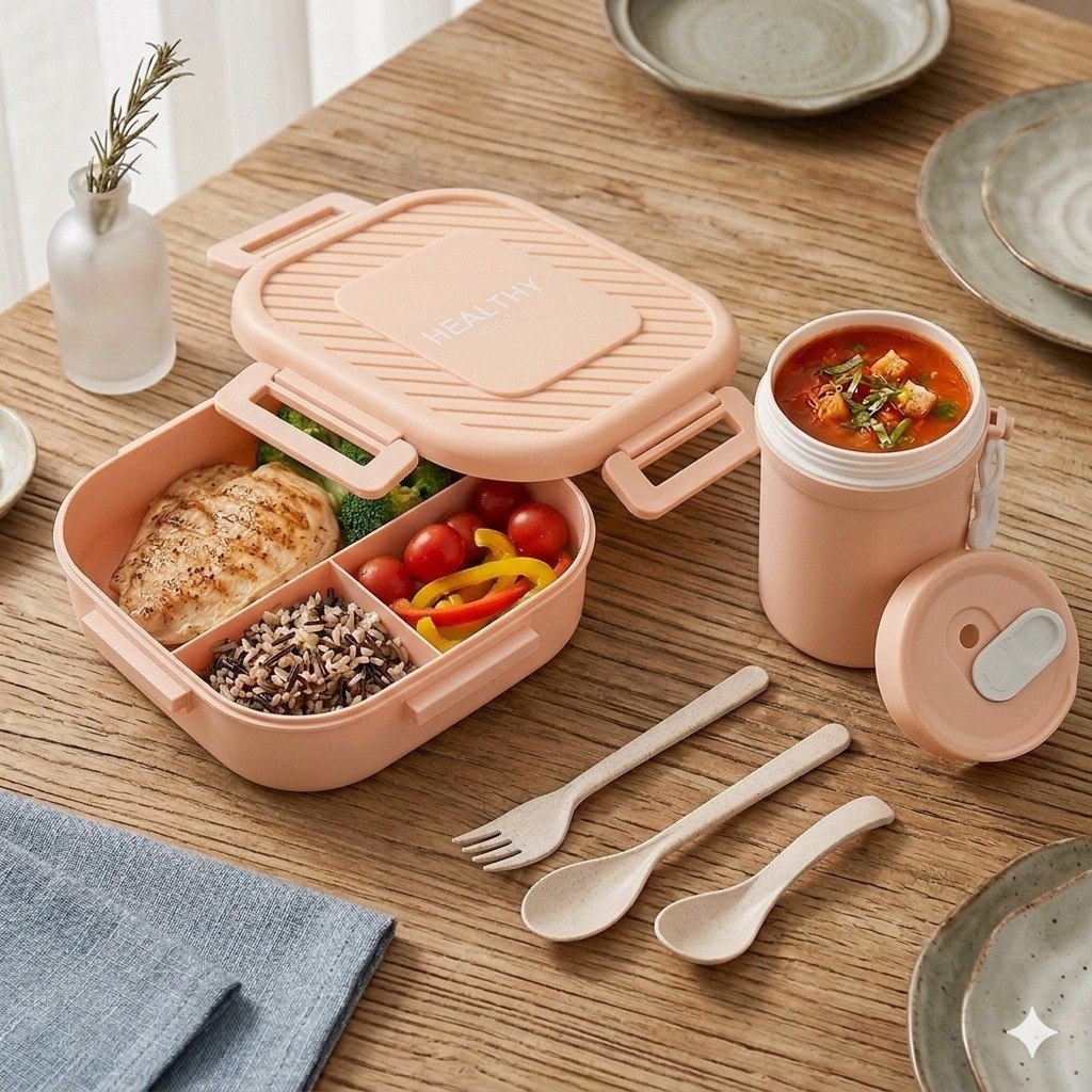 SET DE RECIPIENTE PANA PARA ALIMENTOS HERMETICA CON TAZA PARA LIQUIDOS