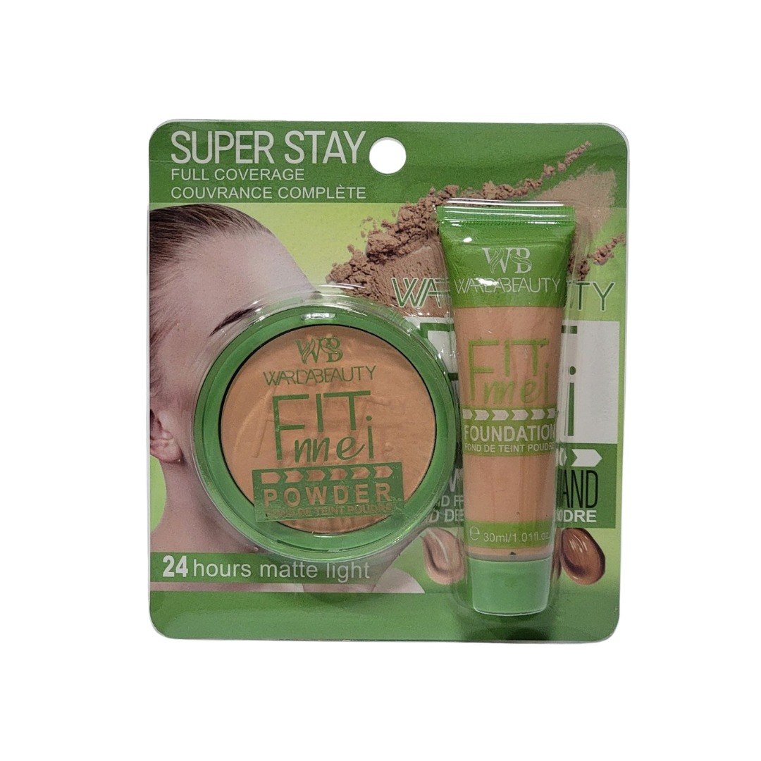 SET DE BASE LIQUIDA Y EN POLVO COBERTURA COMPLETA WARDABEAUTY (DUPE DE MAYBELLINE)