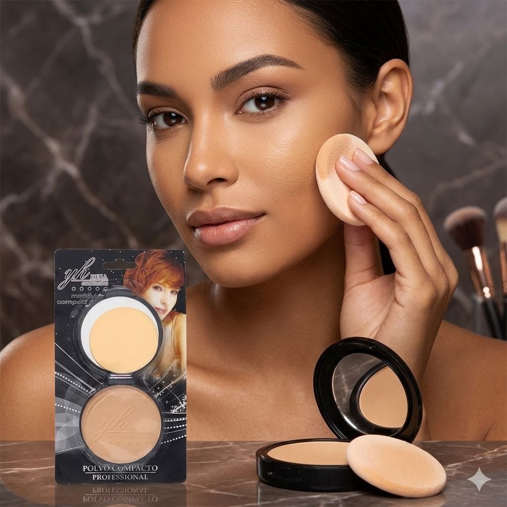 POLVO COMPACTO SELLADOR EFECTO MATE 6 TONOS YH BEJA COSMETICS 15G