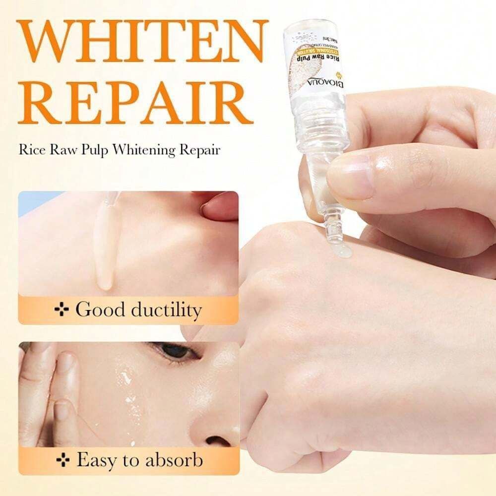 SET DE POLVO REPARADOR BLANQUEADOR DE PULPA CRUDA DE ARROZ SOLUCION LISOSOMAL BIOAQUA 3ML 50MG