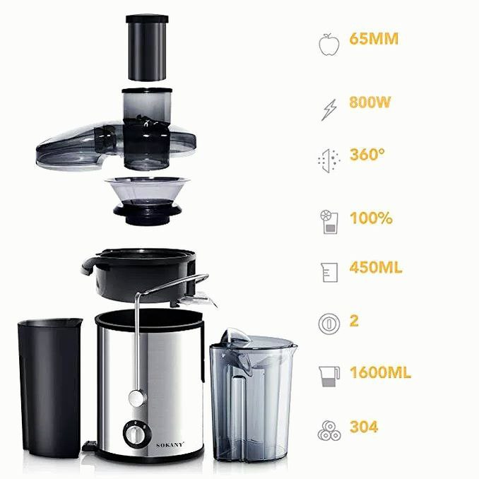 EXTRACTOR DE JUGO DE ACERO INOXIDABLE SK-4000 SOKANY