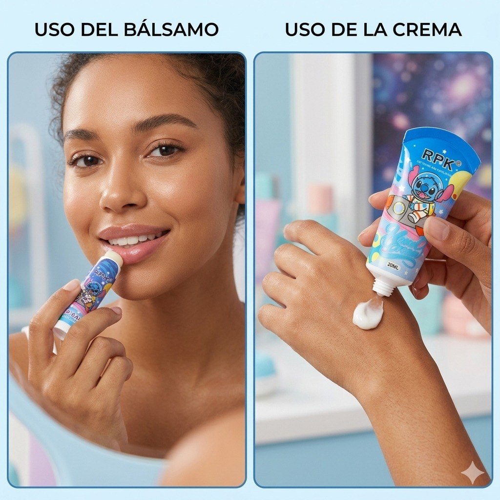 SET DE CREMA PARA MANOS Y BALSAMO LABIAL CON DISEÑO DE STITCH RPK 20ML