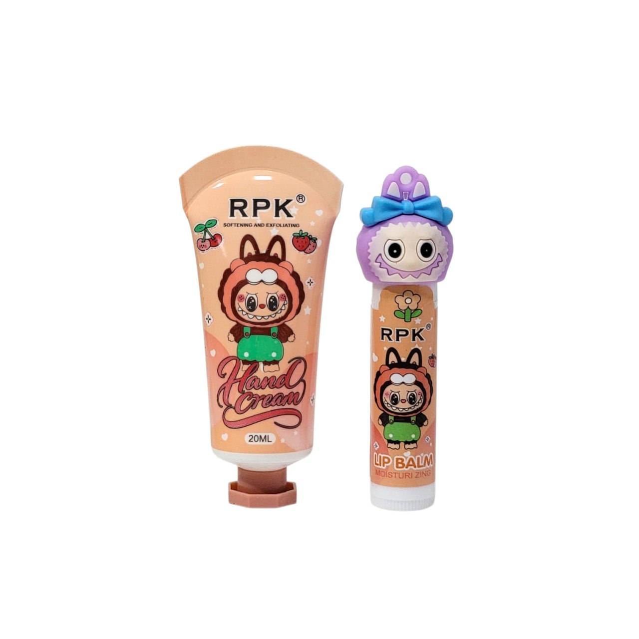 SET DE CREMA PARA MANOS Y BALSAMO LABIAL CON DISEÑO DE LABUBU RPK 20ML