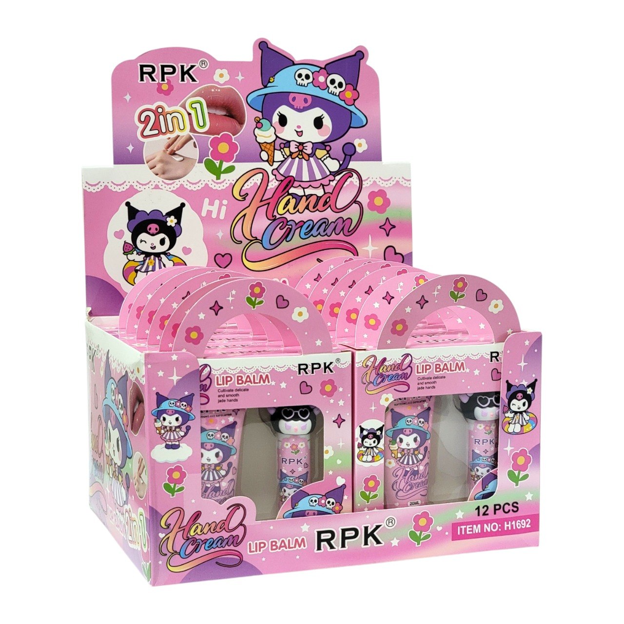 SET DE CREMA PARA MANOS Y BALSAMO LABIAL CON DISEÑO DE KUROMI RPK 20ML