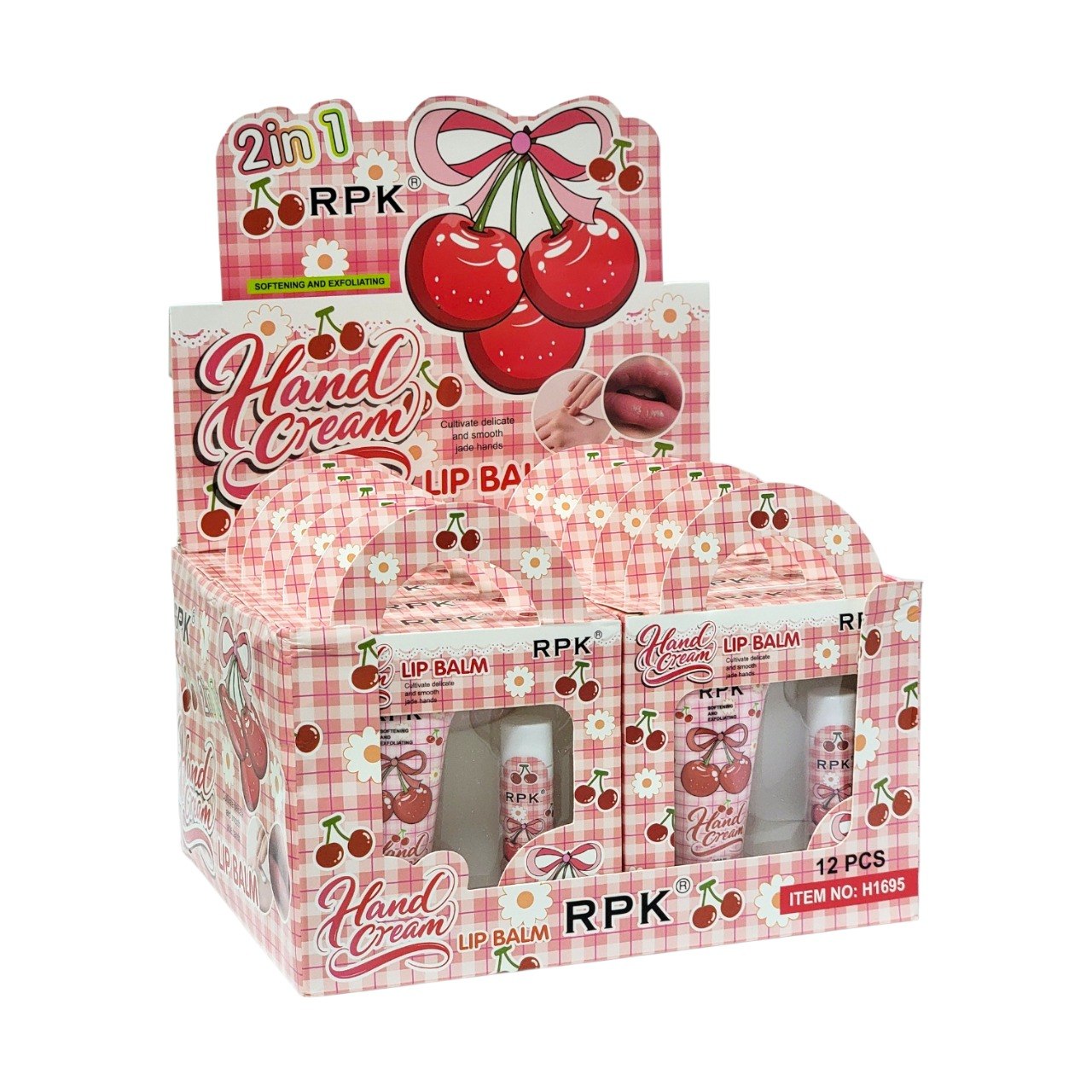 SET DE CREMA PARA MANOS Y BALSAMO LABIAL CON AROMA A CEREZA RPK 20ML