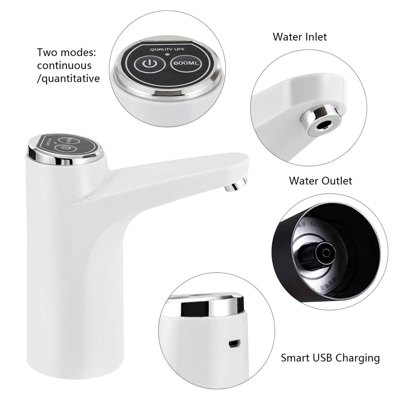 DISPENSADOR BOMBA DE AGUA ELECTRICA INTELIGENTE RECARGABLE