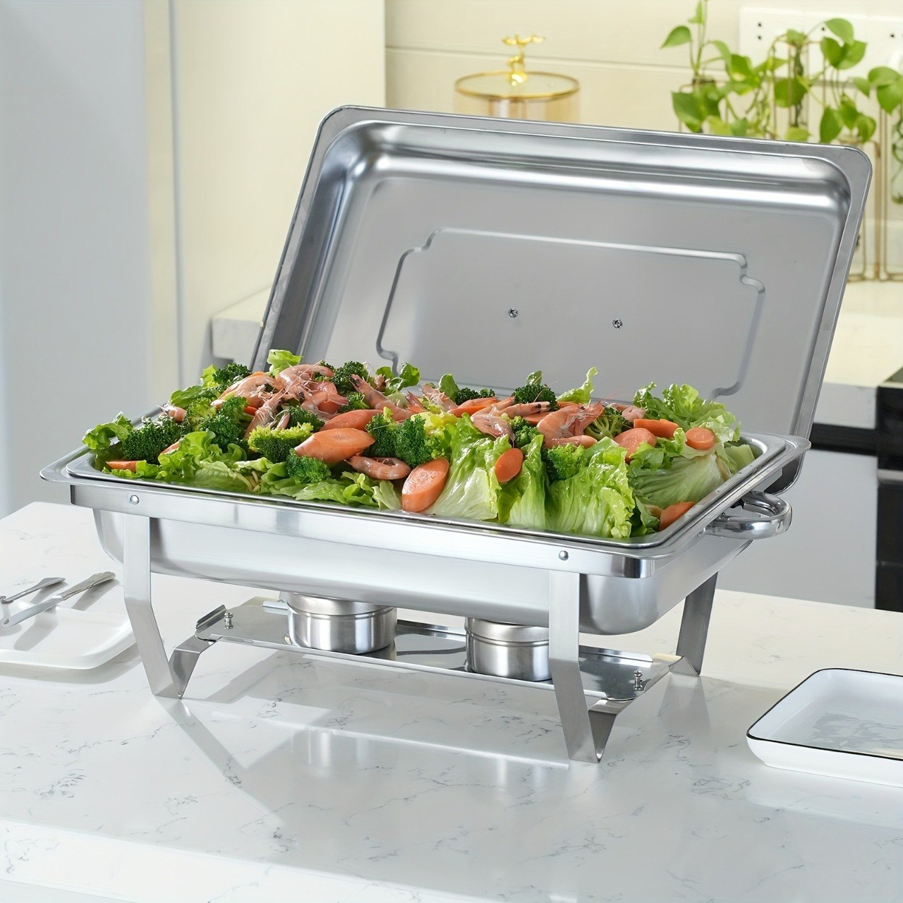 SET DE RECIEPIENTE BUFETERA PROFESIONAL DE ACERO INOXIDABLE 64X37X15CM