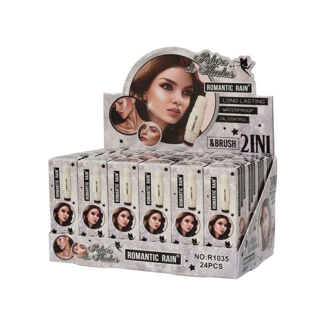 ILUMINADOR EN BARRA CON BROCHA DIFUMADORA ROMANTIC RAIN (DUPE DE SHEGLAM)