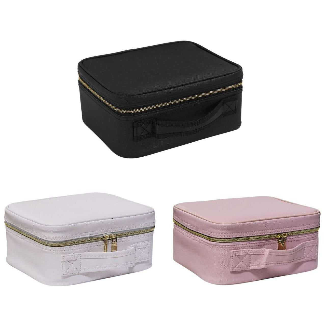 ESTUCHE ORGANIZADOR DE MAQUILLAJE CON ESPEJO LED 3 MODOS DE ILUMINACION